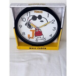 Peanuts Joe Cool Snoopy Wall Clock Black White Red PEA3034 New in Box 10 Inch